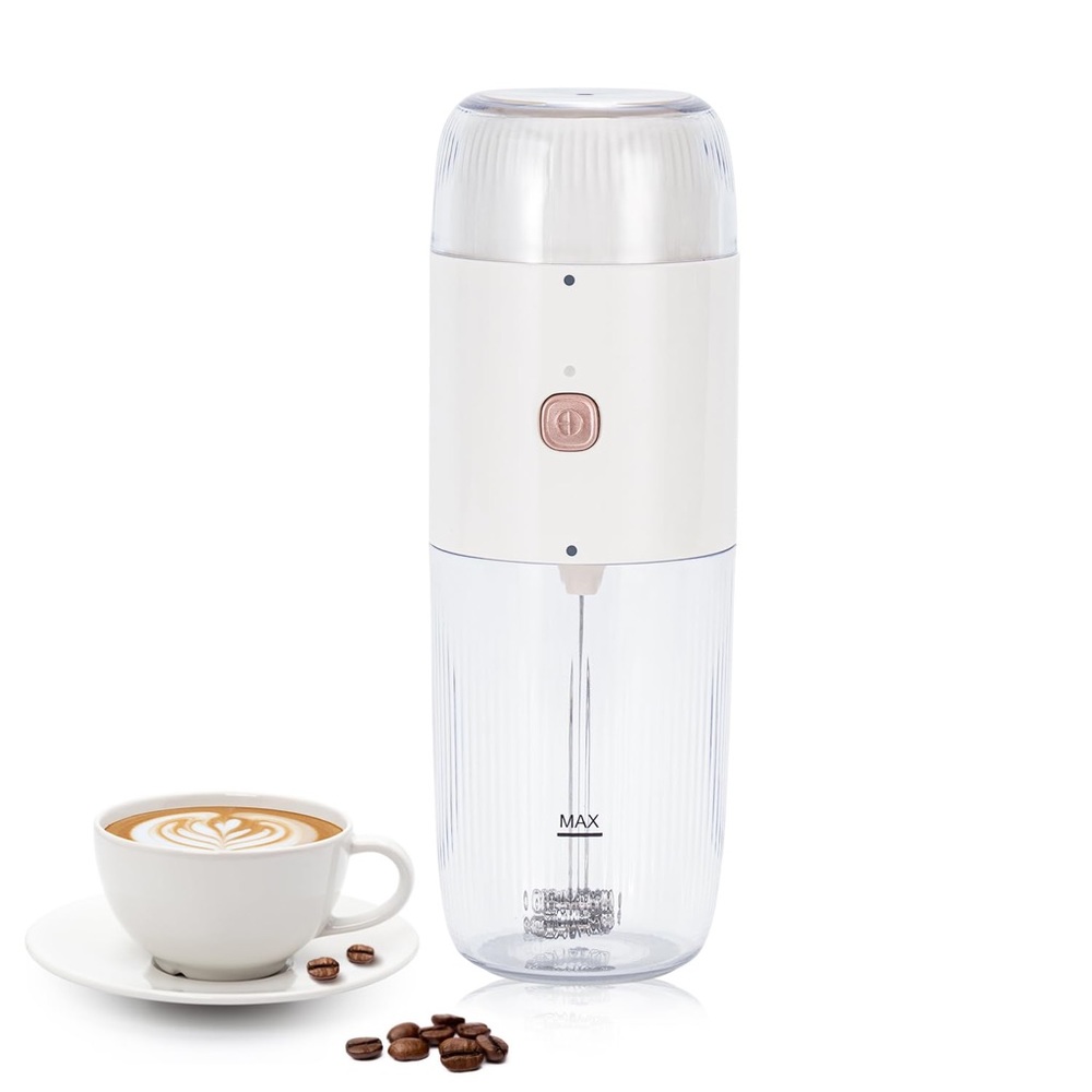 2-in-1 Portable Rechargeable Electric Coffee Grinder with Milk Frother Travel